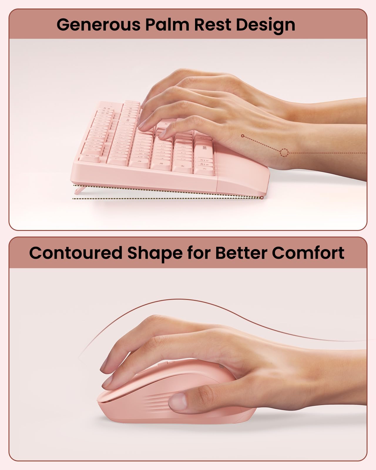 seenda Bluetooth Keyboard and Mouse, COE200 USB + Bluetooth Multi Device, Ergonomic Keyboard Mouse Set, Full-Size Wireless Combo Compatible for Mac OS/Windows PCs Computers Laptops MacBooks - Black