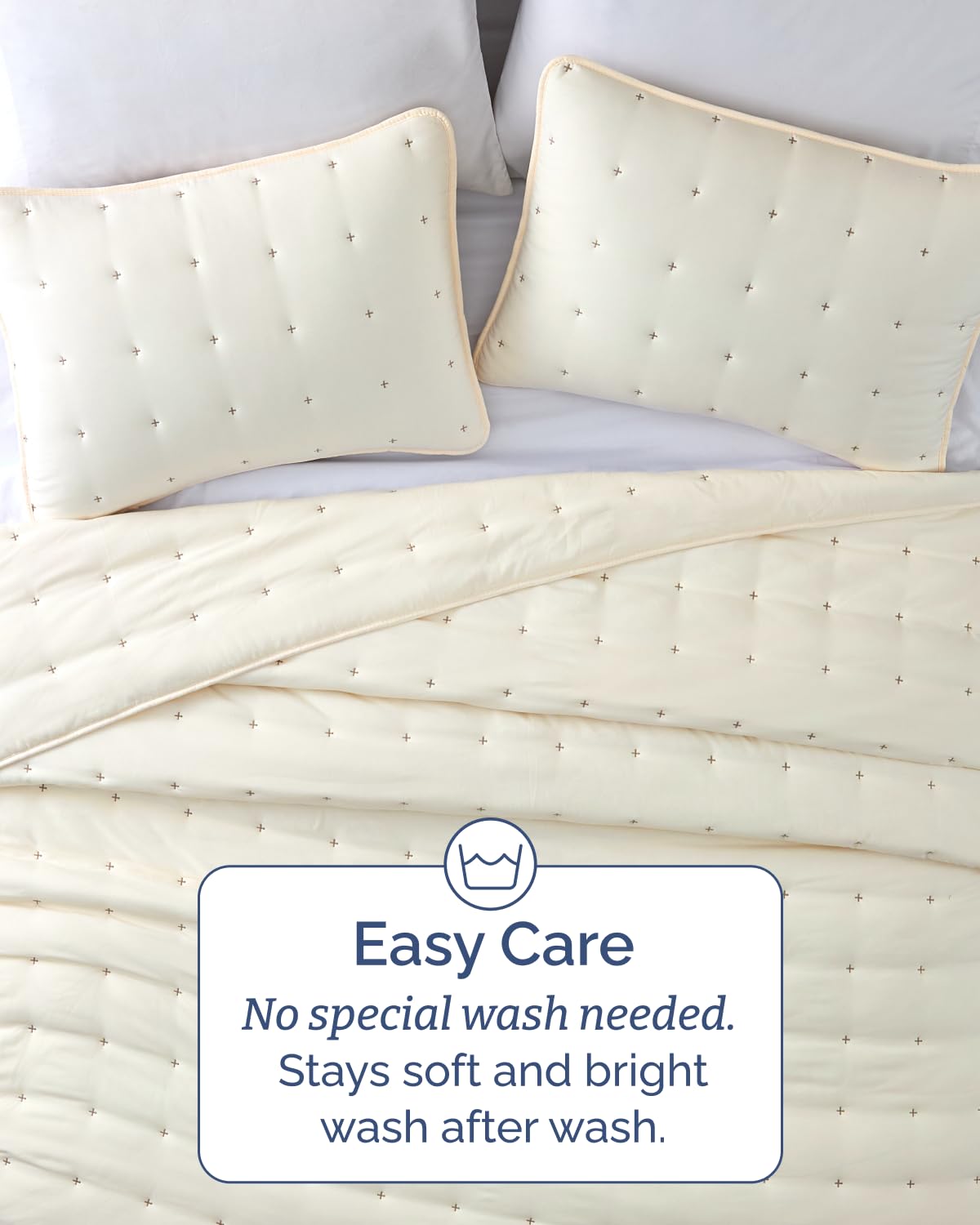 Quilts Queen Size - Bedspread for Queen Size - Lightweight Comforter Set - Quilt Bedding Set for All-Seasons - Ultra Soft, Breathable & Comfy - Summer Coverlet with 2 Pillow Shams - 90" x 96", Cream