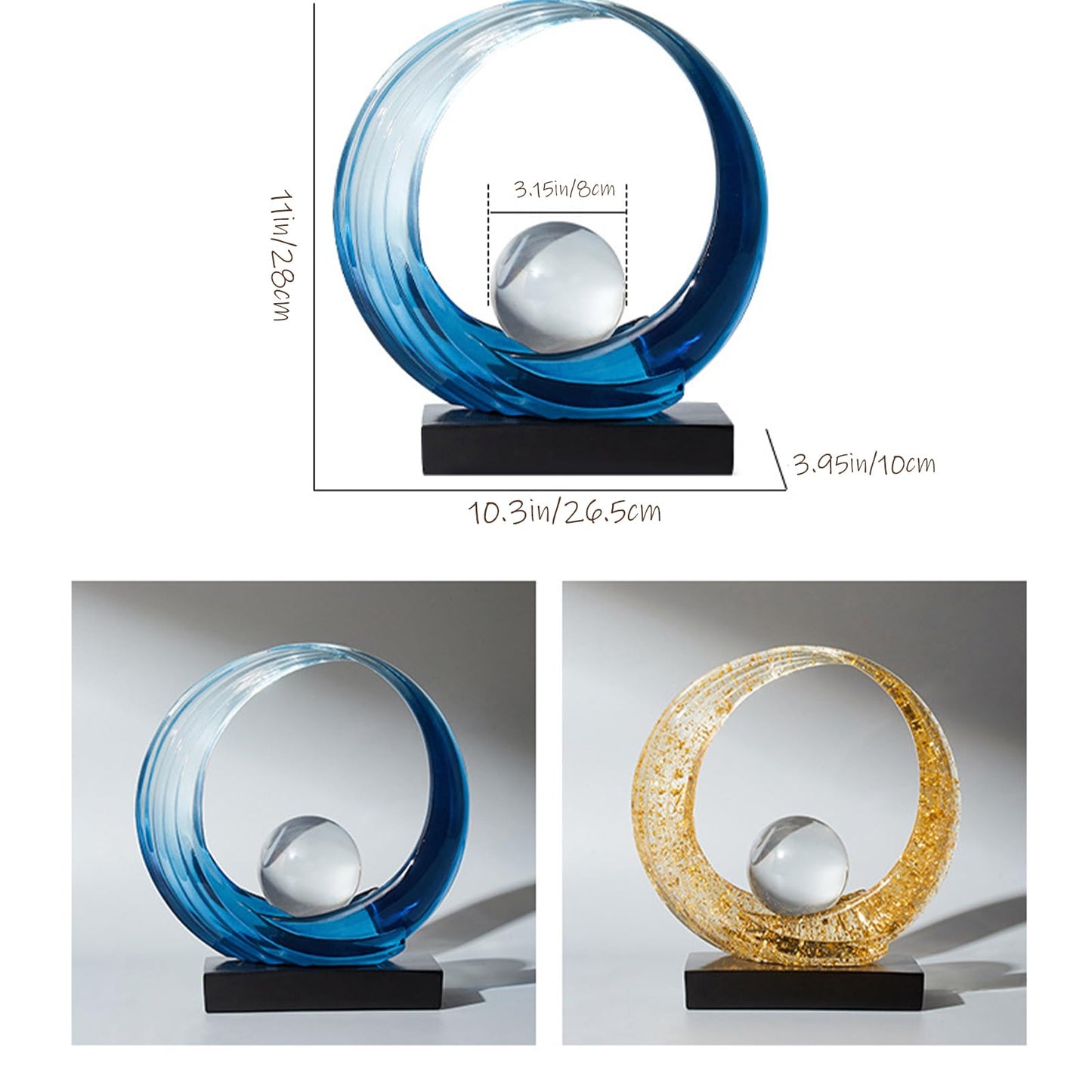 XYQXYQ Blue Wave Resin Origami Statue Modern Abstract Home Decoration Sculpture Abstract Office Desk Center Art Statue Family Bedroom Living Room Blue Art Decoration (A-Blue)