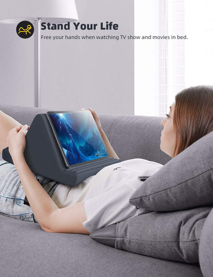 Lamicall Tablet Pillow Stand, Pillow Soft Pad for Lap - Tablet Holder Dock for Bed with 6 Viewing Angles, for 4-13" Tablets, Like iPad Pro 11, 13, Air, Mini, Kindle, Galaxy Tab, E-Reader, Dark Gray