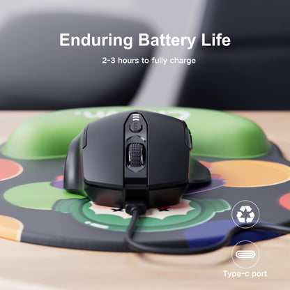 Uineer Wireless Mouse, [Upgraded] Visible Battery Display，Rechargeable Laptop Mouse 2.4G USB, 4 Adjustable DPI levels,Optical Mice for Laptop PC Computer，Matte Black