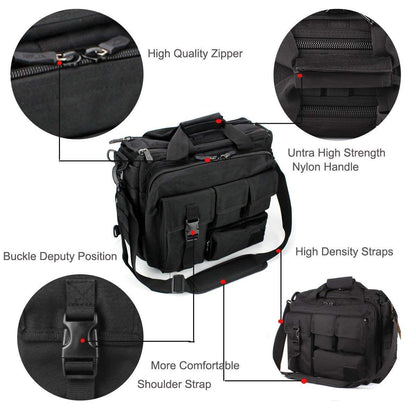 GES 15.6 inch Laptop Bag, Multi-funtion Men's Outdoor Tactical Nylon Shoulder Laptop Messenger Bag,Briefcase Handbags for Camera/Tablet/Notebook (Black)