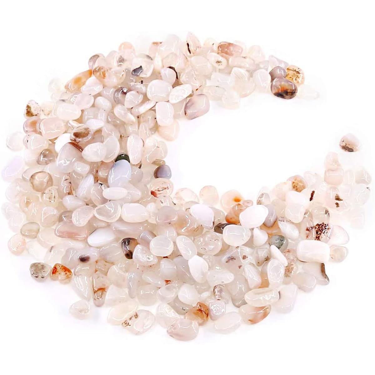 WAYBER Natural White Agate Pebbles, 1 Lb/460g Decorative Rocks Non-Toxic Crystal Stone Irregular Quartz Gemstone Crushed Pieces Tumbled Stone Chips for Jewelry Making/Home Decoration