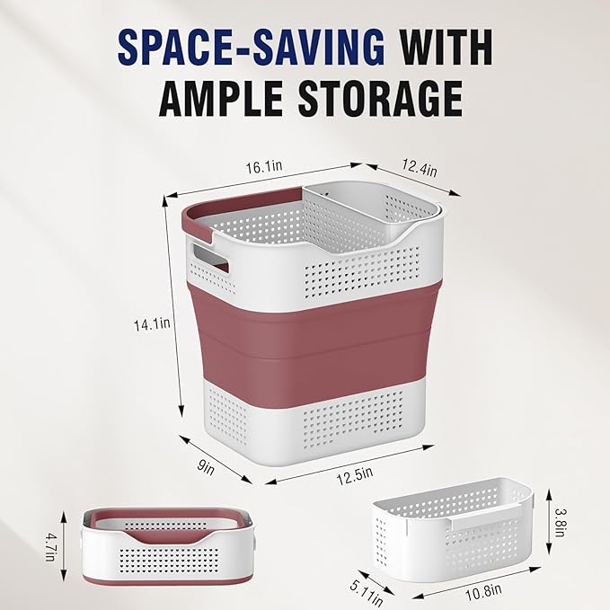 TECHMILLY Collapsible Plastic Laundry Basket Hamper