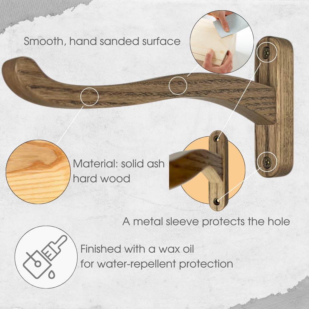 EvenWood Wooden Wall Plant Hanger for Plants - Wood Indoor Plant Hook for Wall Plant, Wind Chimes, Flower Brackets - Durable Bracket Plant Hanger (KO1)