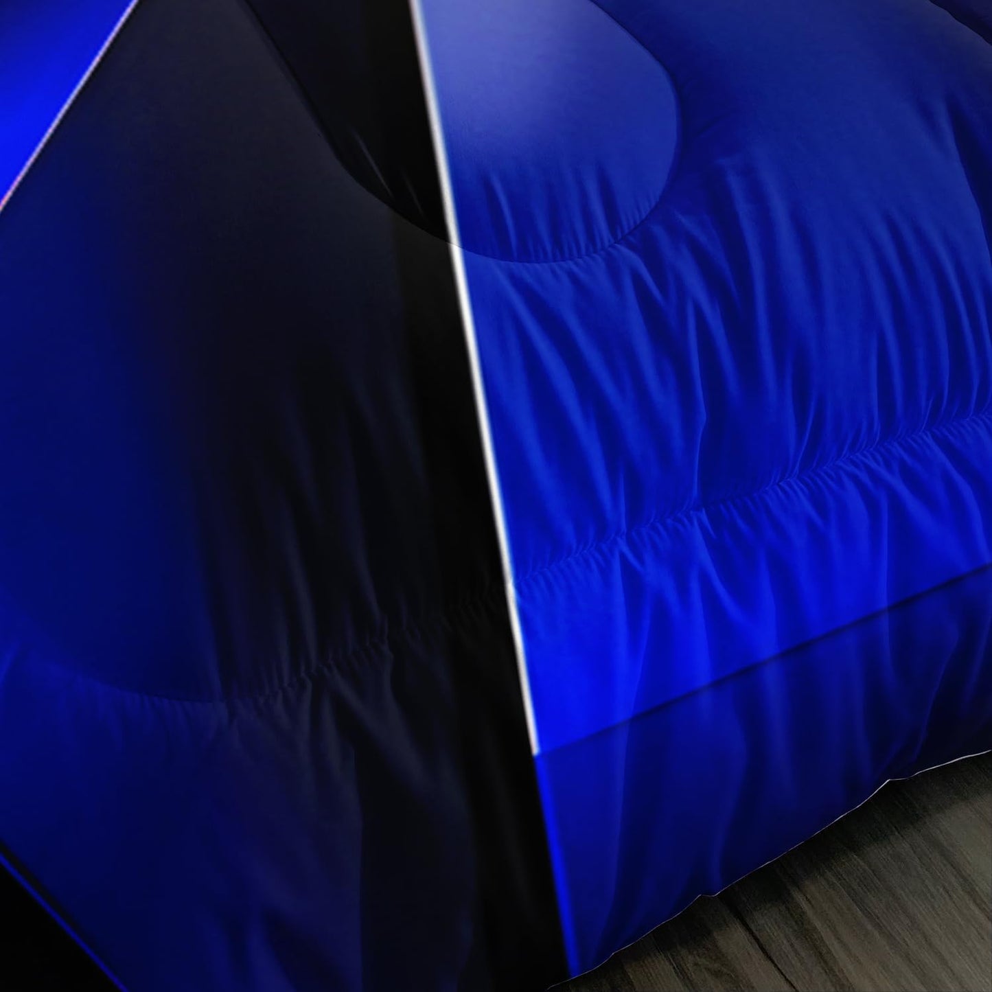 UEVBF Blue and Black Bedding Set Queen Size,Geometric Pattern Comforter Set for Kids Boys Girls Geometry Room Decor,Art Aesthetic Bedding with 2 Pillowcases.