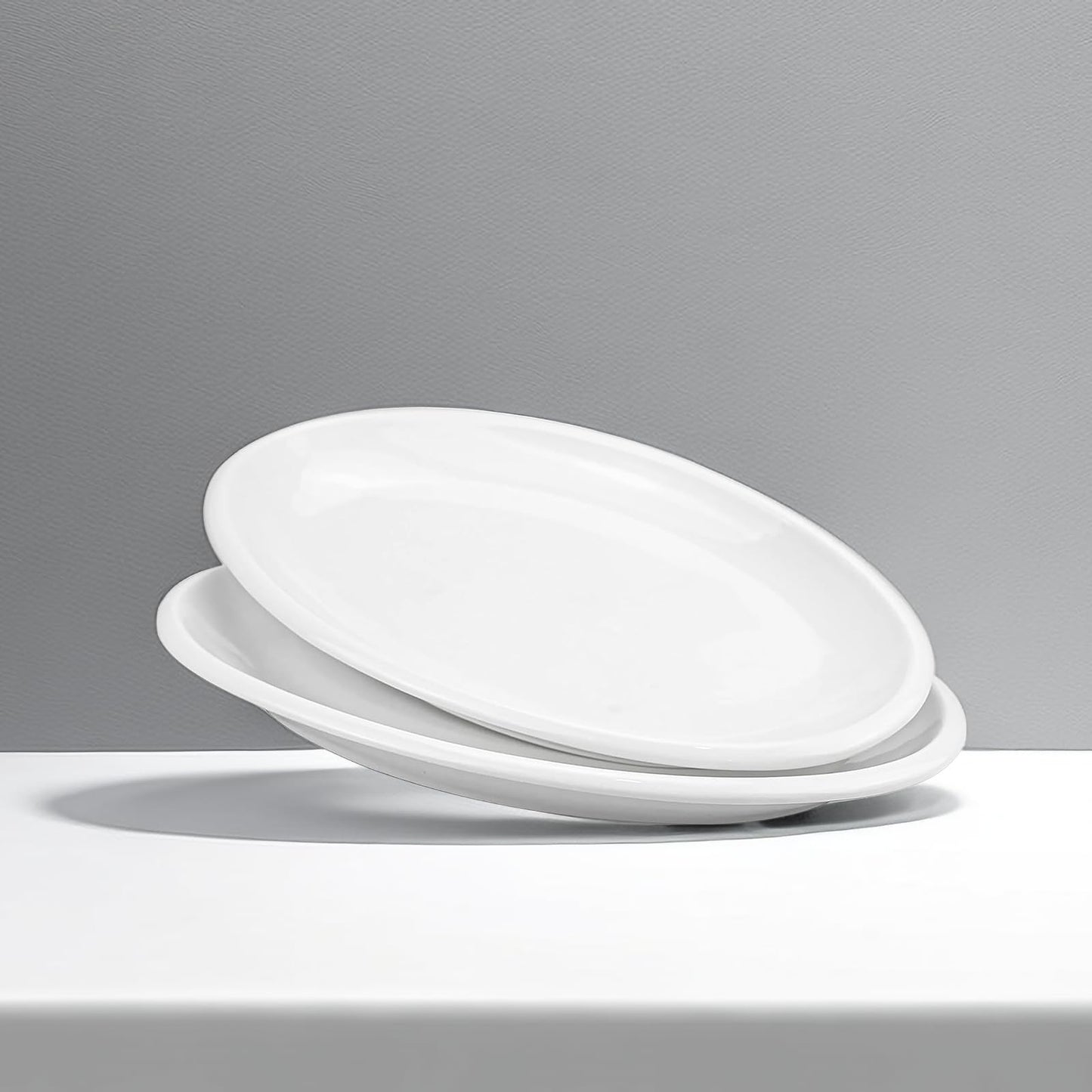 Yesland 2 Pack 16" Porcelain Large Oval Serving Plates, White Oval Serving Platters Dishes for Serving Food, Appetizers, Dessert, Meat, Sushi, Fish, Party