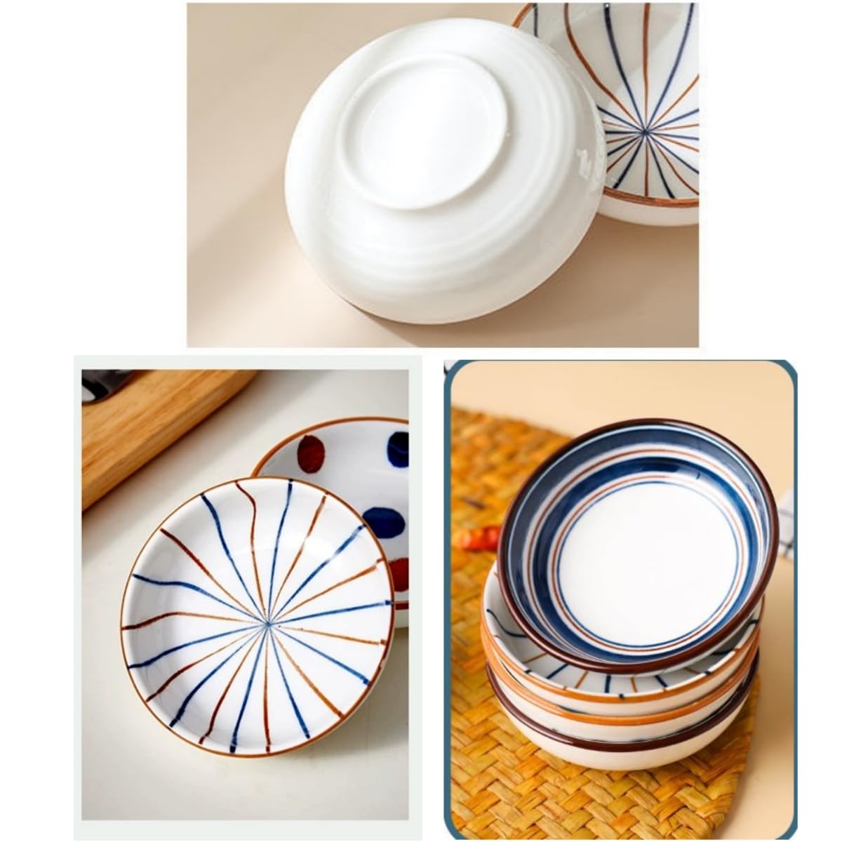 yaocoral 4 Pack 3 oz Cute Japanese Soy Sauce Dish Small Dipping Sauce Bowls Ceramic Sushi Dipping Bowls for Sushi,Side Dish,Ketchup,Dips,Condiment,Snack,BBQ Party