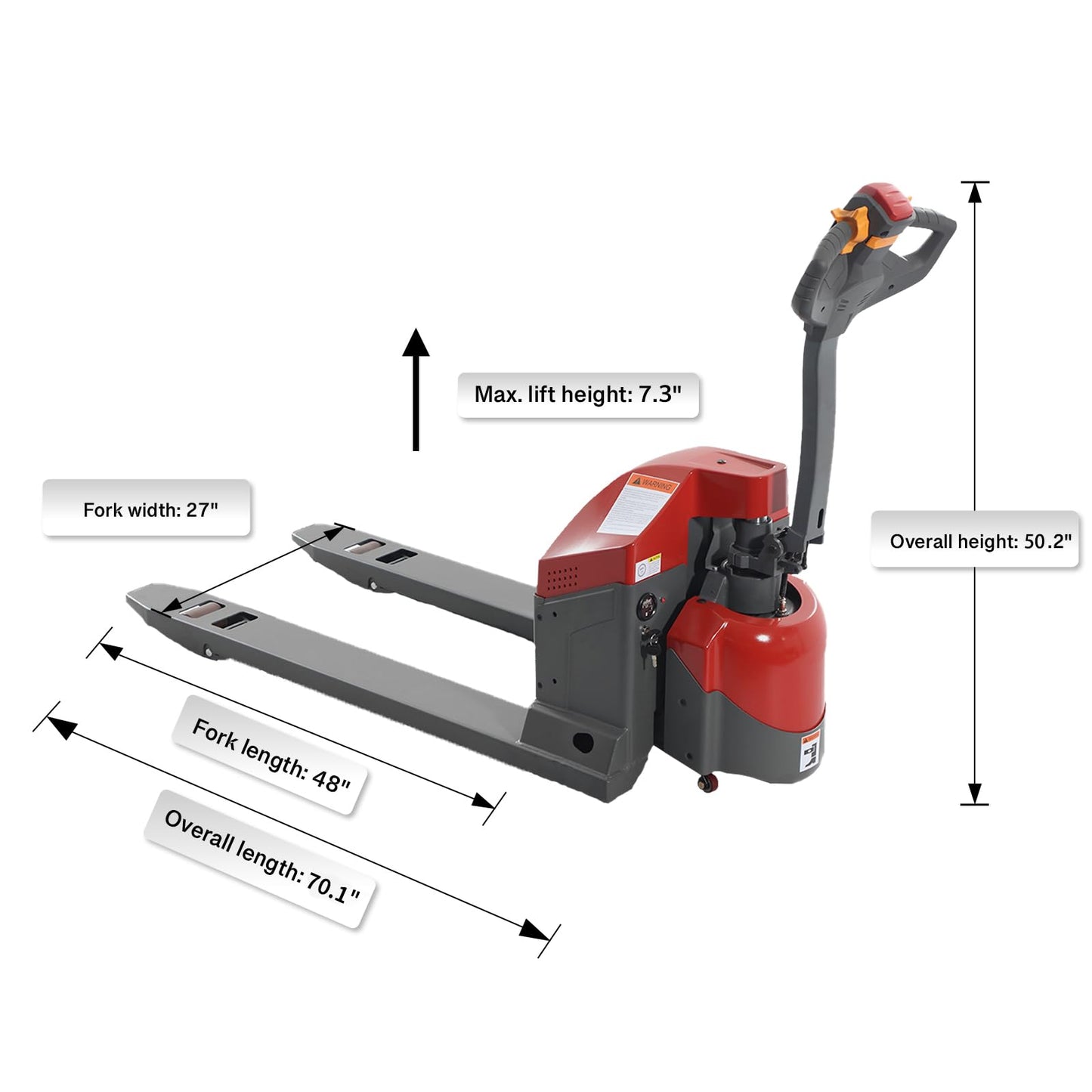 T Tory Carrier Fully Electric Pallet Jack 4400-lbs Capacity Pallet Truck, 48 x 27 Forks, Heavy Duty Powered Pallet Trucks, Maintenance-Free Battery, Motorized Lift Trucks