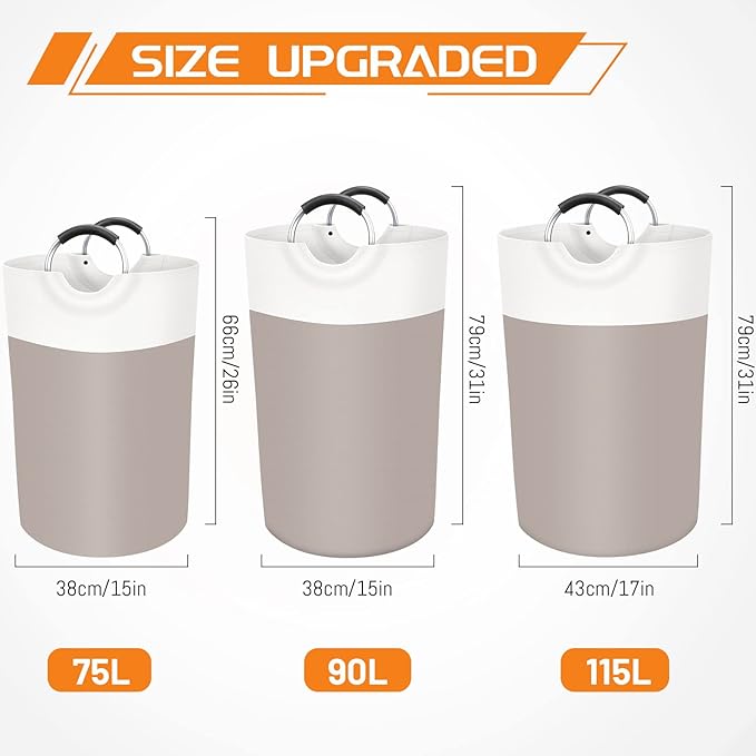 BlissTotes 90L Laundry Basket, Freestanding Laundry Hamper, Collapsible Dirty