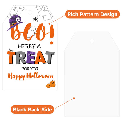 Anwyll 50 Pcs Halloween Tags with String + 60Pcs Halloween Name Gift Tags Stickers