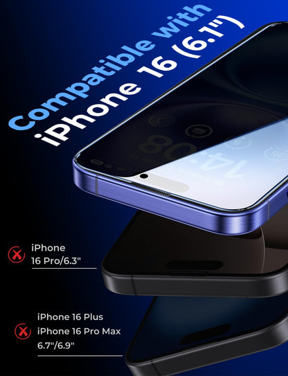 MAGIC JOHN 2 Pack for iPhone 16 Pro Max 6.9 inch Privacy Tempered Glass Screen Protector, Bubble Free, Easy Installation, Auto Dust-Elimination