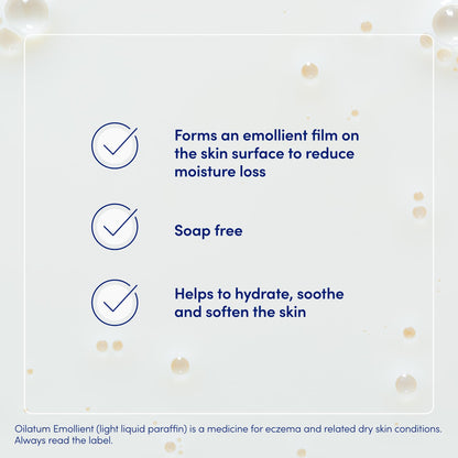 Oilatum Emollient Bath Liquid for Eczema, Psoriasis and Dry Skin Conditions, Soothing Formula for Sensitive Skin, Hydrating Relief for Itchy, Irritated Skin, 1 x 500ml