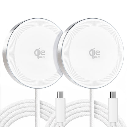 25W Qi2.2 Magnetic Wireless Charger: Qi Flat Charging Pad for iPhone 17 16 15 14 13 12 Pro Max, Samsung Galaxy S26 S25, Google Pixel, AirPods-Slim Portable for Travel, Office, Bedside (White, 2-Pack)