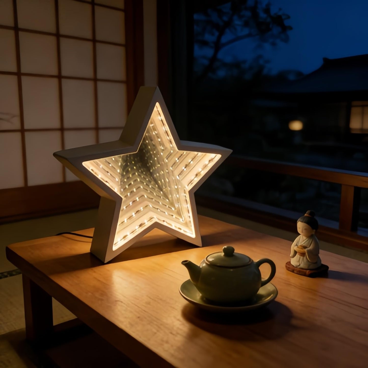 Infinity Mirror Tunnel Star Neon Sign LED Night Light， 3D Tunnel Lamp Desktop Lamp for Party Home Decor (Five-Pointed Star)