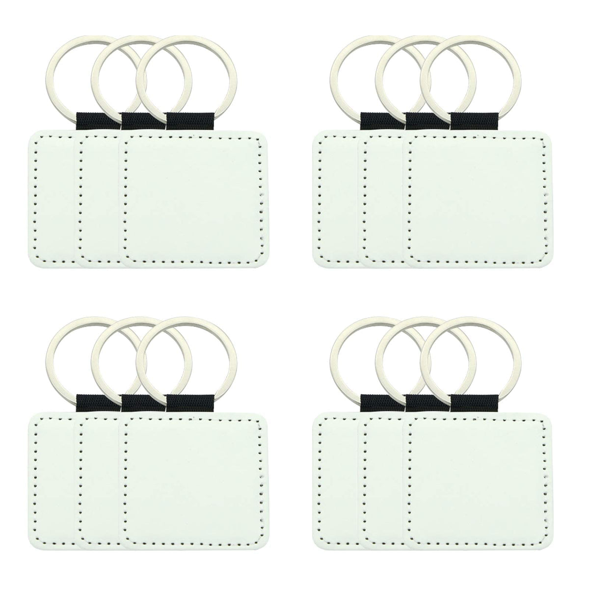 12 Pcs Sublimation Blank Keychains,PU Leather White Keychains Ornament Pendants for Man Women Crafts Heat Transfer (Square)