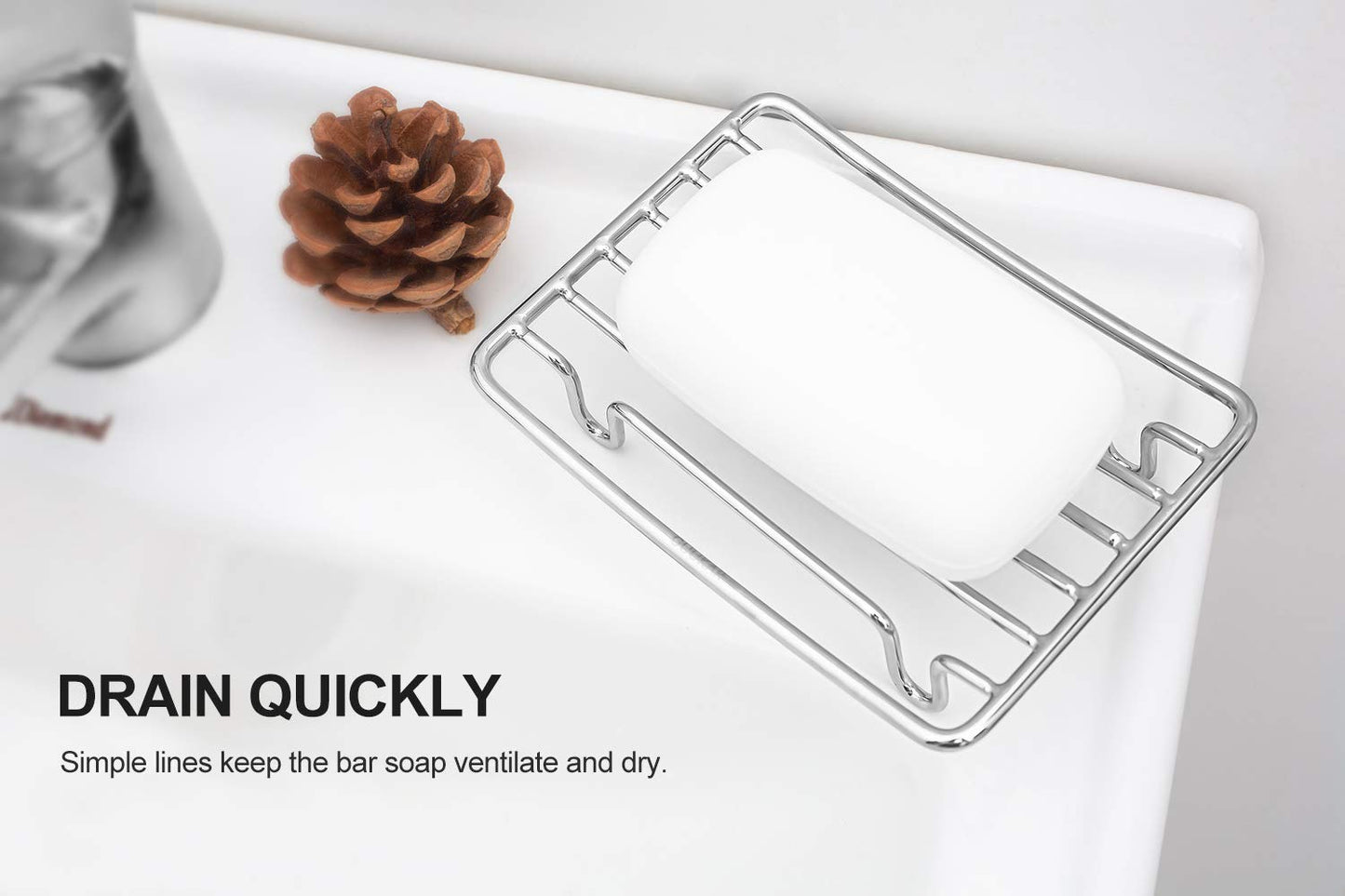GUUKAR Bar Soap Dish Holder for Shower Bathroom Stainless Steel Rust Proof Self Draining, Chrome-2 Pack