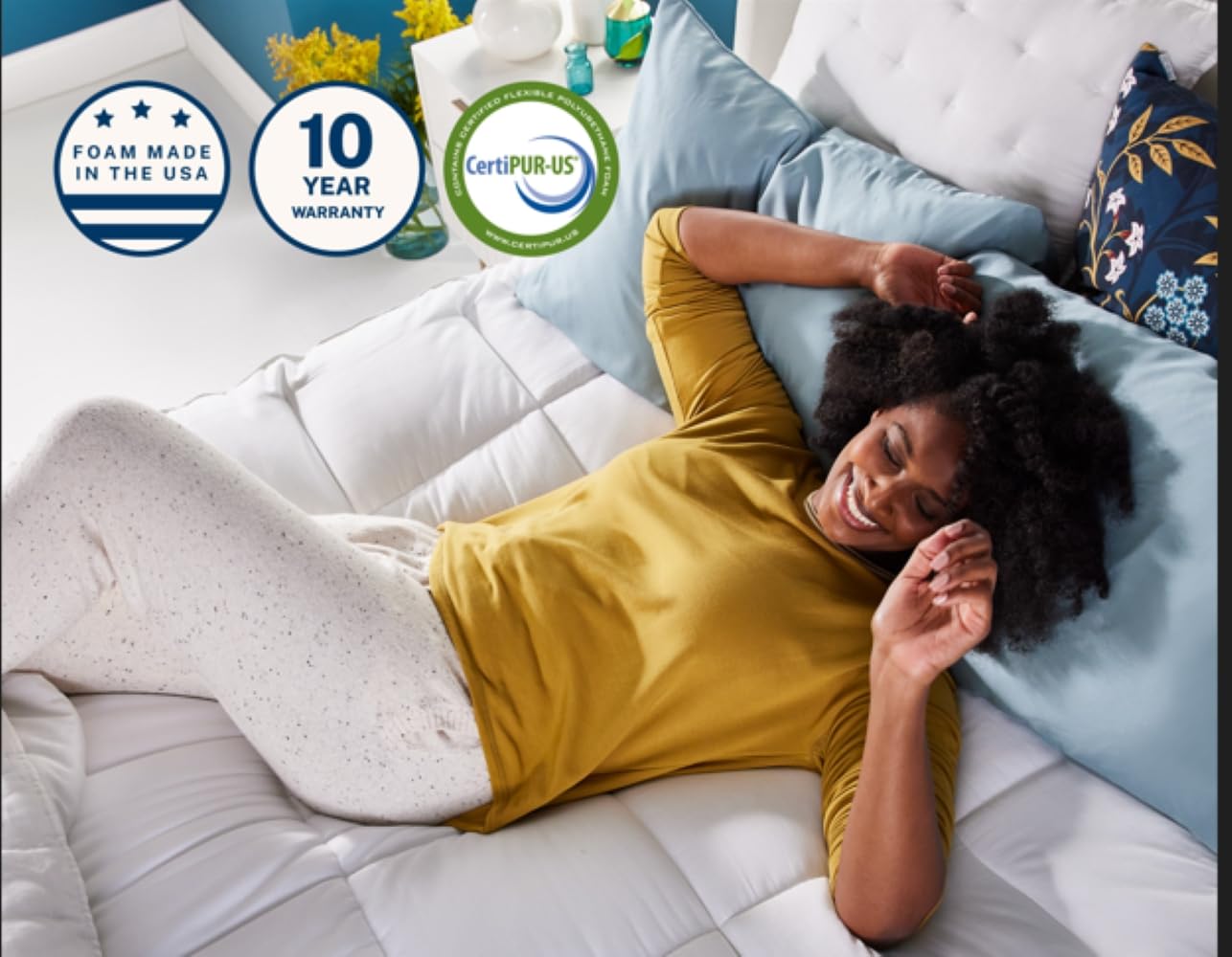 Sleep Innovations Cooling Comfort Gel Memory Foam Dual Layer Mattress Topper, 4 Inch, Twin Size, Pillow Top Cover