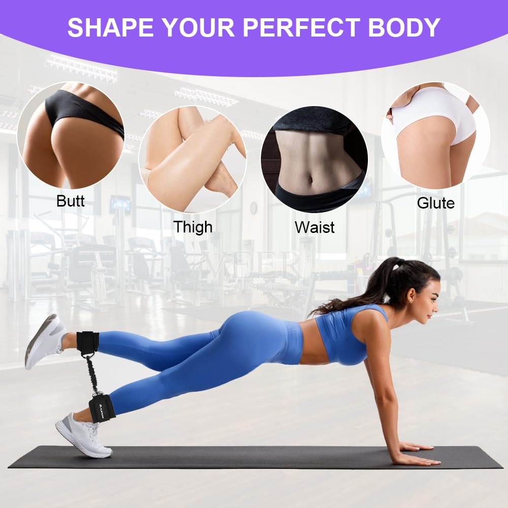 flintronic Resistance Bands Set, Ankle Resistance Bands, Gym Cuffs with Double D-Ring, Resistance Bands Set with Ankle Straps, for Muscle Shaping Home Workouts and Fitness Training