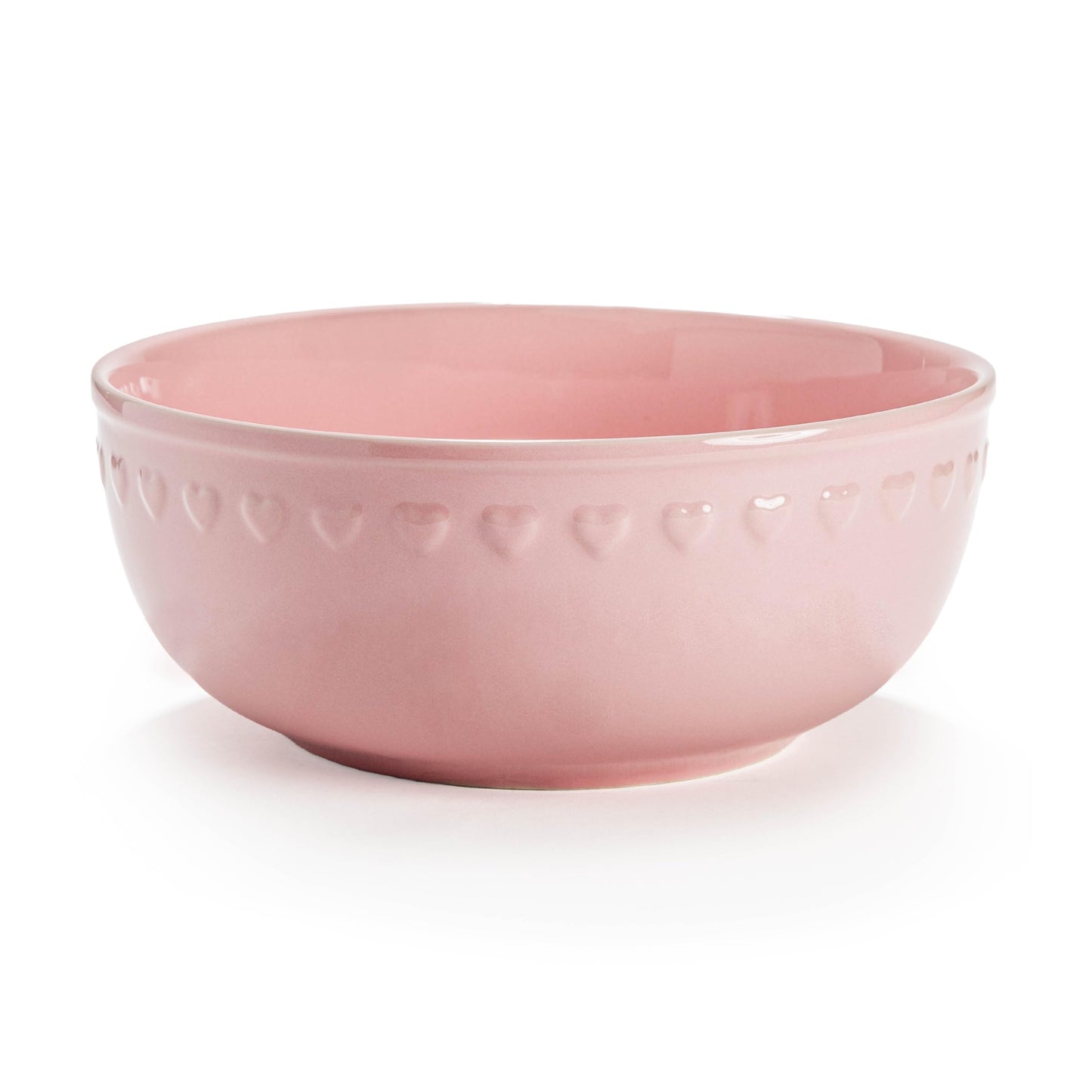 Paris Hilton Ceramic Serving Bowl, Iconic Stoneware with Heart Detailing, Microwave & Dishwasher Safe, 10-Cup Capacity, 9.25 Inch Diameter, Pink