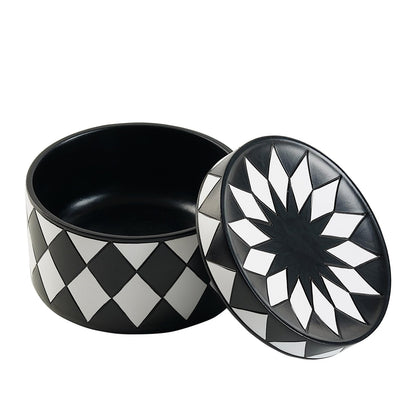 Cmrweio Decorative Storage Box with Lid, Black and white checkerboard Jewelry Box, Modern Round Decorative Box for Dresser, Coffee Table, Entryway Ideal for Jewelry, Trinkets And Small Accessories