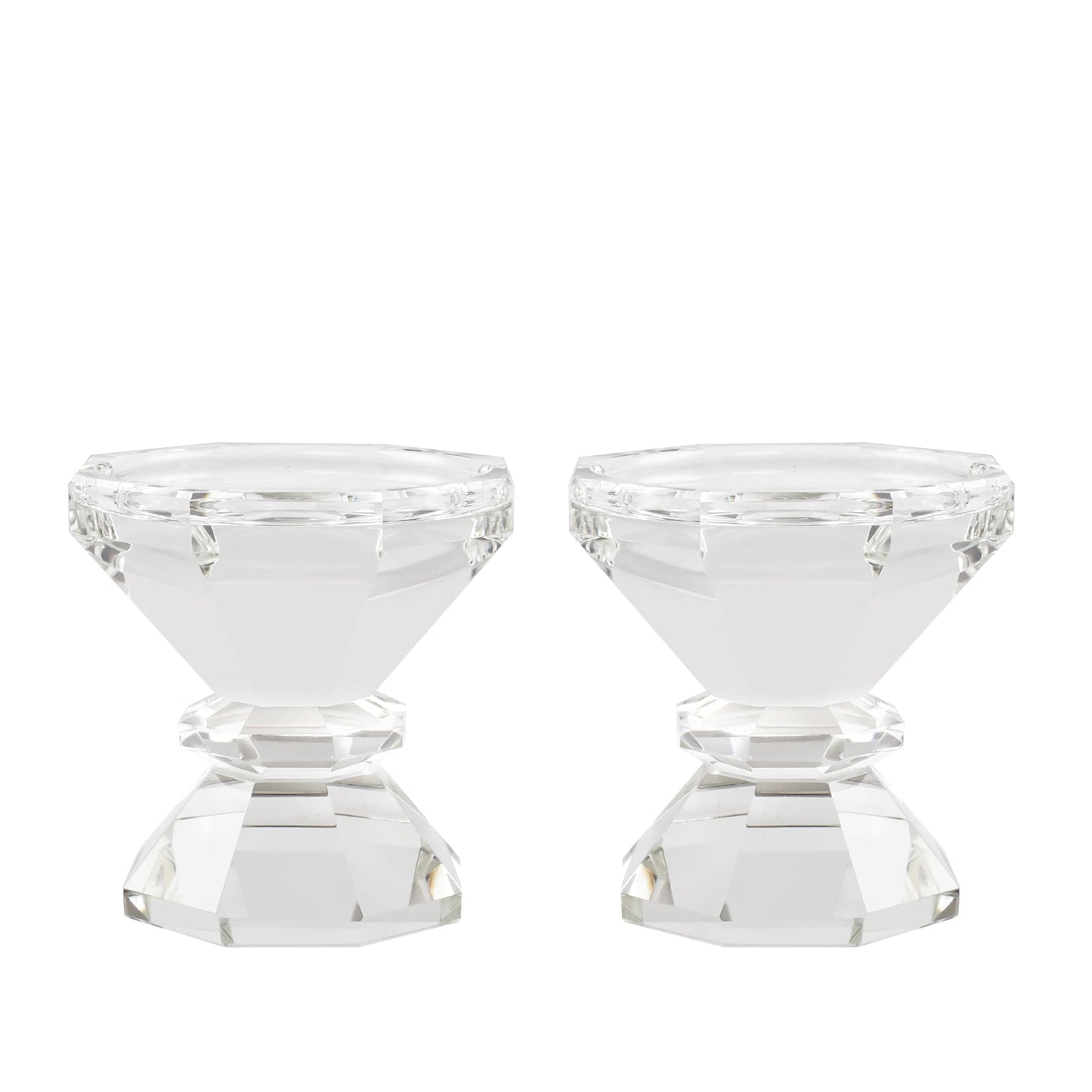 Marvala Crystal Candle Holders, Pillar Candlestick Set of 2, Modern Elegant Tall Crystal Candlesticks for Wedding Centerpieces, Christmas, Dining Table, Home, Party Decor