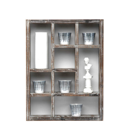 J JACKCUBE DESIGN Rustic Multi-Slot Shelf Cube Display 9 Compartment Shadow Box Wall mountable Shelf for Collection Square Freestanding Case Farmhouse Décor - MK570A (Rustic Wood)
