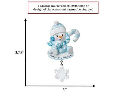 UniqXmas Personalized Baby's First Christmas Ornament 2025 | Snowbaby Baby Boy Xmas Tree Decoration Blue – My 1st Xmas Keepsake for New Baby Grandbaby Newborn Son | Custom Name & Year