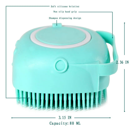 Woleigiao Pet Bath Brush Dog Baths Brush Shampoo Dispenser Soft Silicone Dog Bathing Brushes Dogs Shampoo Brushes scrubbers for Cats and Dogs Shower Brush Grooming (Blue)