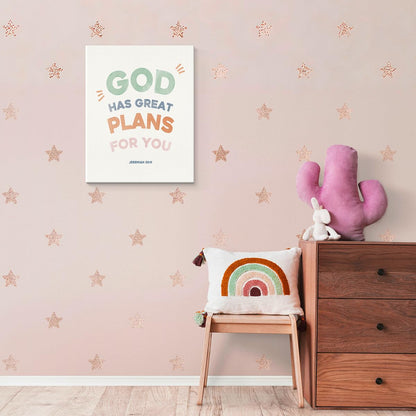 SZERE Bible Christian Boho Canvas Art Decor Posters Prints,Inspirational Bible Verses Room Bedroom Bathroom Playroom Dorm Classroom Canvas Wall Decor Aesthetic for Nursery Kids Teen Girls Gifts,God Has Great Plans For You,11x14 Inch Set of 4 Pcs Christian