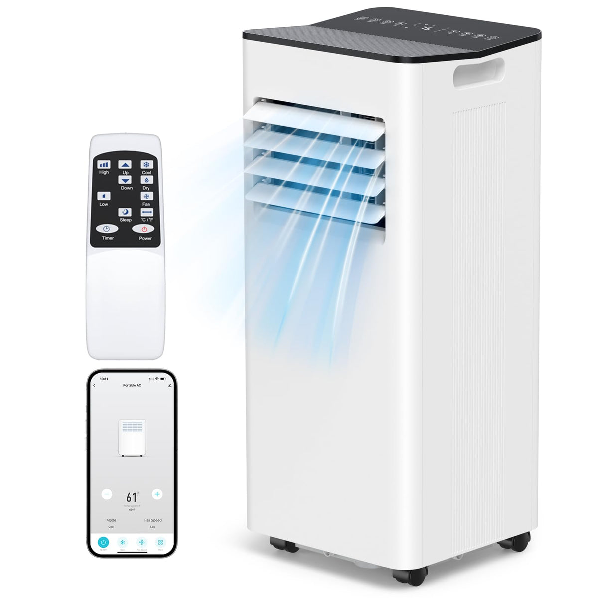 HoneyNov 16000 BTU Portable Air Conditioner for Large Rooms & Bedrooms up to 750 Sq.Ft, Ultra Quiet 40dB Smart WiFi AC, 5-in-1 Cooling with Dehumidifier, Fan, Sleep Mode & Timer
