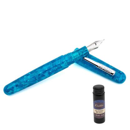 Conklin All American Fountain Pen Turquoise Serenity Special Edition – Stub Nib with Free 15ml Conklin Black Ink Bottle – Calligraphy and Creative Writing Luxury Pen Gift for Collectors and Artists