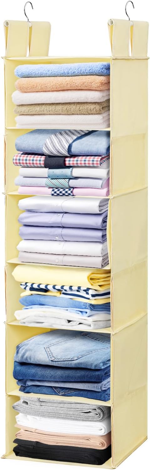 Posprica Interchangeable Hanging Closet Organizer – 6 Slim Tiers or 3 Spacious