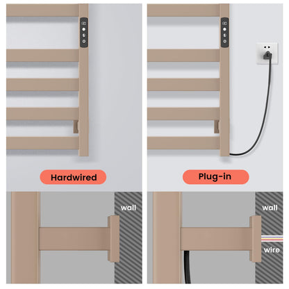 Towel Warmer,Stainless Steel Towel Warmer Rack for Bathroom -10 Bars Wall Mounted Towel Heater with Intelligent Touch Screen Timer, Hard Wired/Plug-in, Black