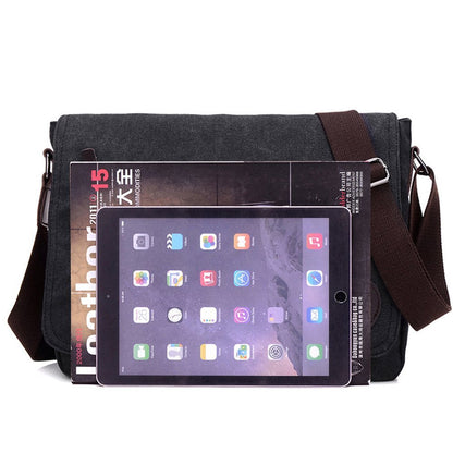 Laptop Bag 14 inch Mens Vintage Casual Fashion Canvas Messenger Bags Briefcase Crossbody Single Shoulder Bag ipad Bag Book Bag Satchel School Bag (Black)