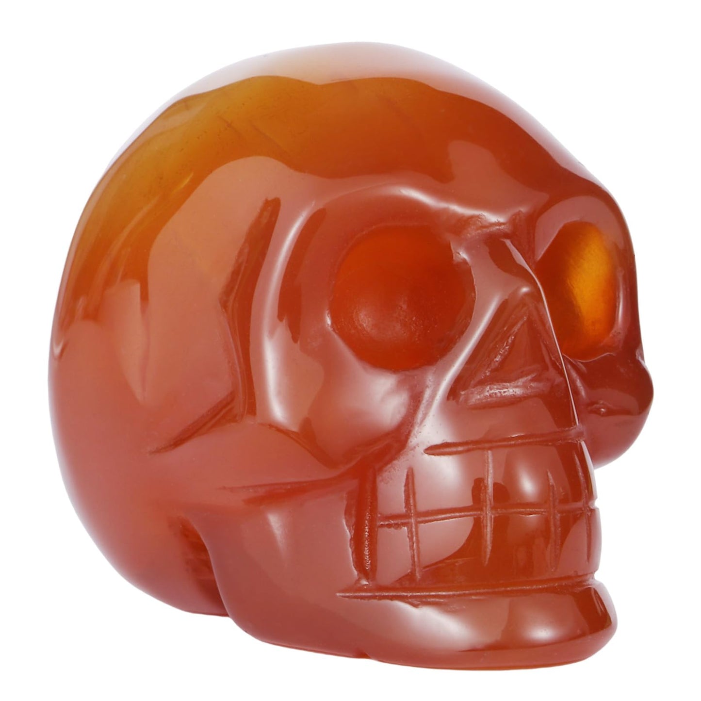 Hxswkk 2" Red Agate Skull Statue - Handcrafted Natural Crystal Gemstone Carved Human Skull Figurine Unique Skull Gift for Halloween Easter Home Men Women Decorative Crafts