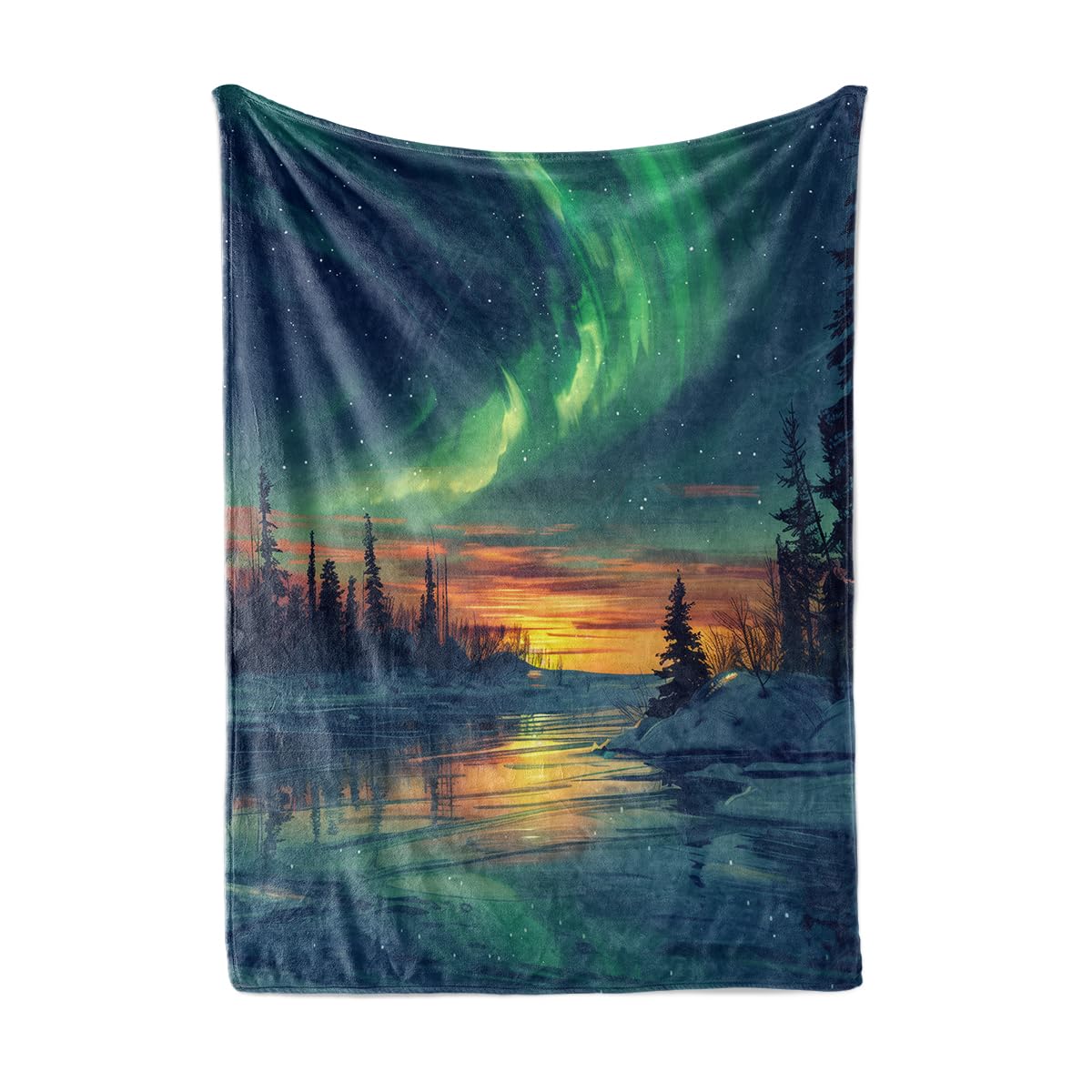 HUNXIAOJ Northern Lights Blanket Aurora Borealis Throw Blanket Northern Lights Gifts Landscape Decor Warm Soft Flannel for Girls Boys Women Teens Adults Bed Sofa Couch (50 in x 60 in)
