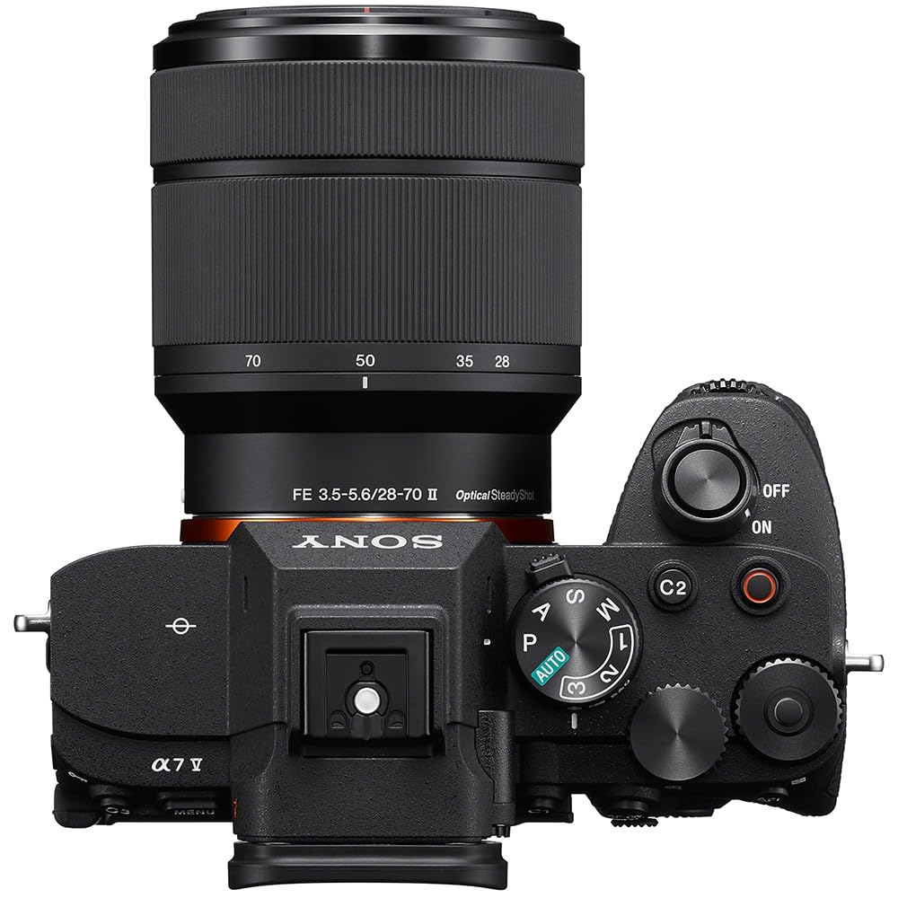 Sony ILCE-7M5M/B a7 V Full-Frame Mirrorless Camera with 28-70mm II Lens Bundle with Flash Speedlight, 72" Monopod, Wrist Grip Strap, 64GB Card, Corel Photo Video Suite, Deco Photo Camera Bag + More