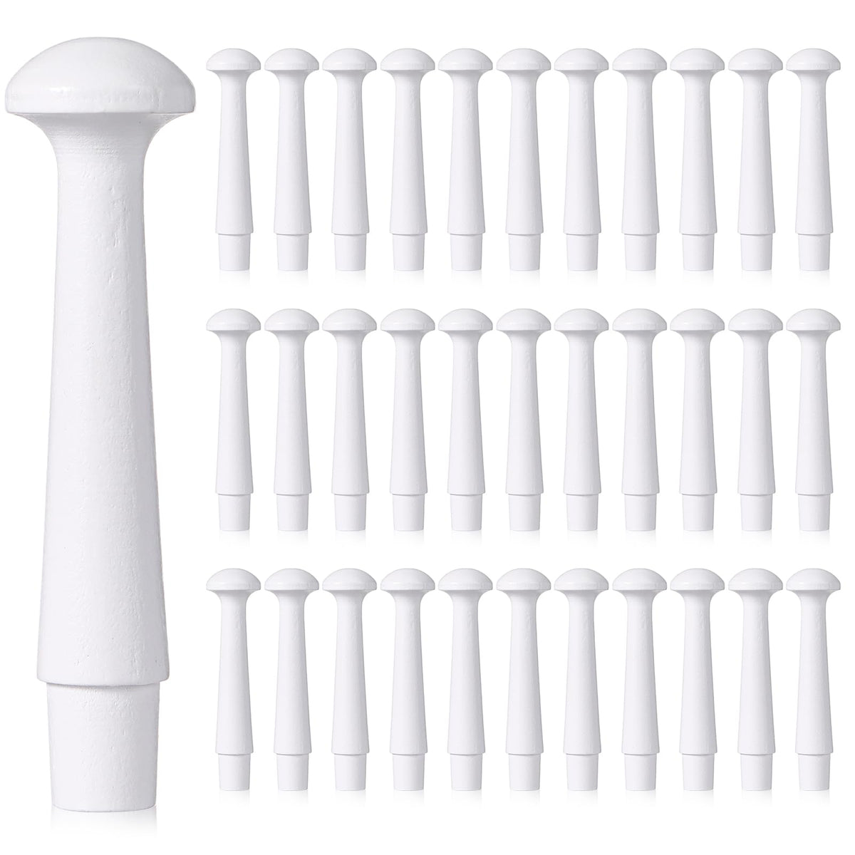 Yerliker 35 Pcs Wooden Shaker Pegs 3-1/2 Inch with 1/2 Inch Tenon Wooden Hooks Wall Mounted Smooth Texture Wood Pegs for Hanging Coat Hat Towel Clothes Organizing Supplies (White)