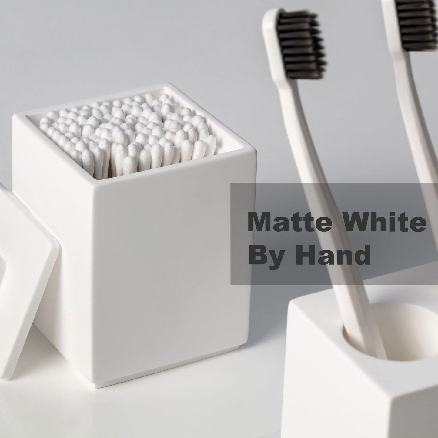 AUSAULAC Ceramic Toothbrush Holders for Bathrooms, White Bathroom Accessories Diatomite, Electric Toothbrush Holder Countertop with Toothbrush Holders, Soap Dish Set