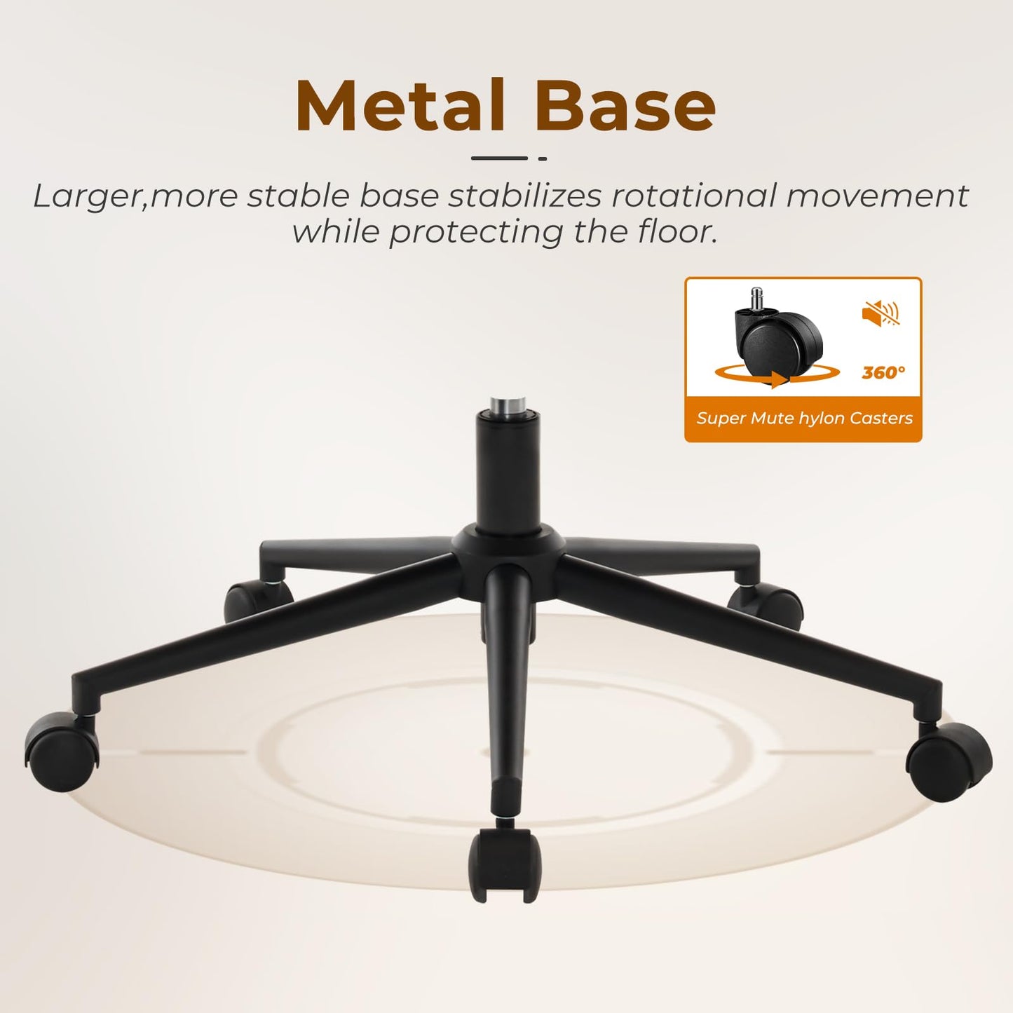 Furnimart Heavy-Duty FSC Wooden Wide Desk Chair, 360° Swivel Criss Cross Office Chair with Wheels, Comfy Cross Legged Sitting, Armless Rolling Chair for Bedroom, Office, Vanity (Linen Beige)