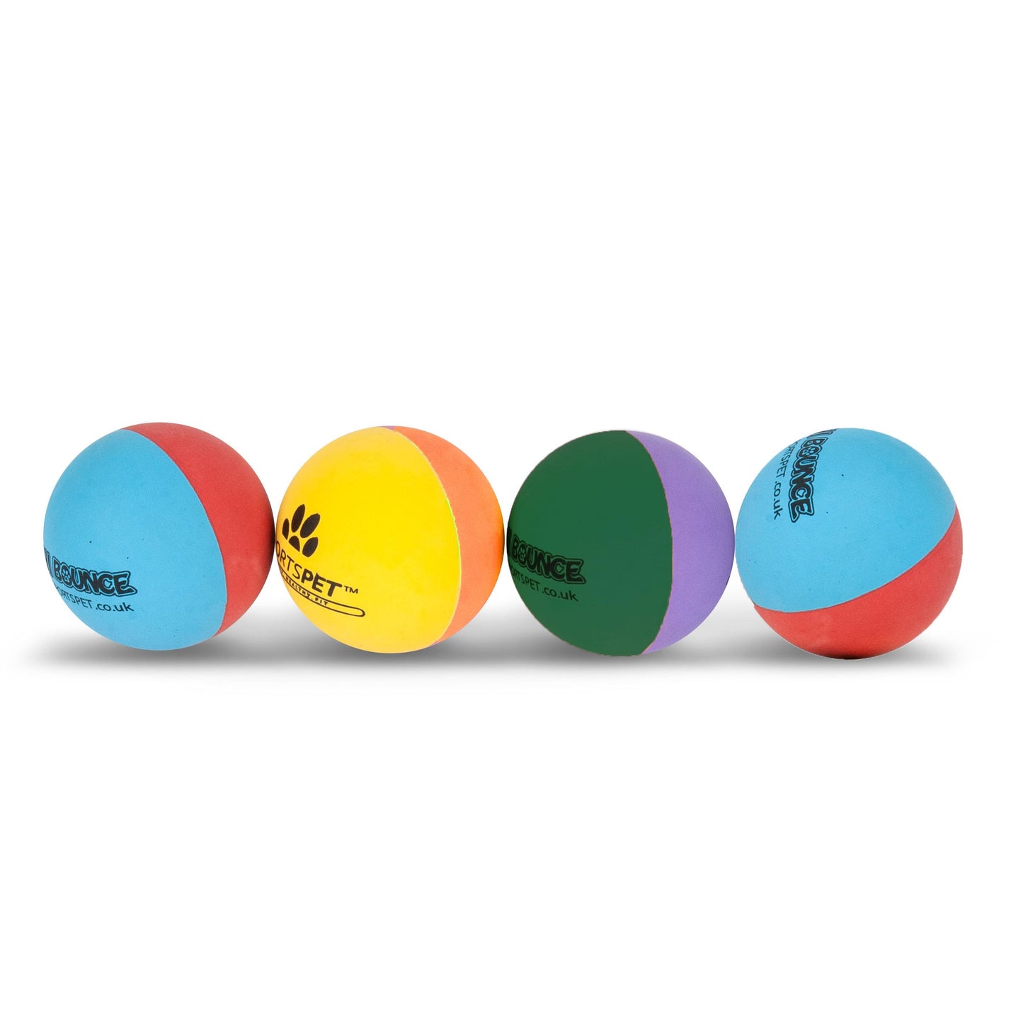 SPORTSPET Mini Bounce Dog Balls - Premium Rubber Dog Balls for Puppy Dogs Standard Pack of 4 (45mm)