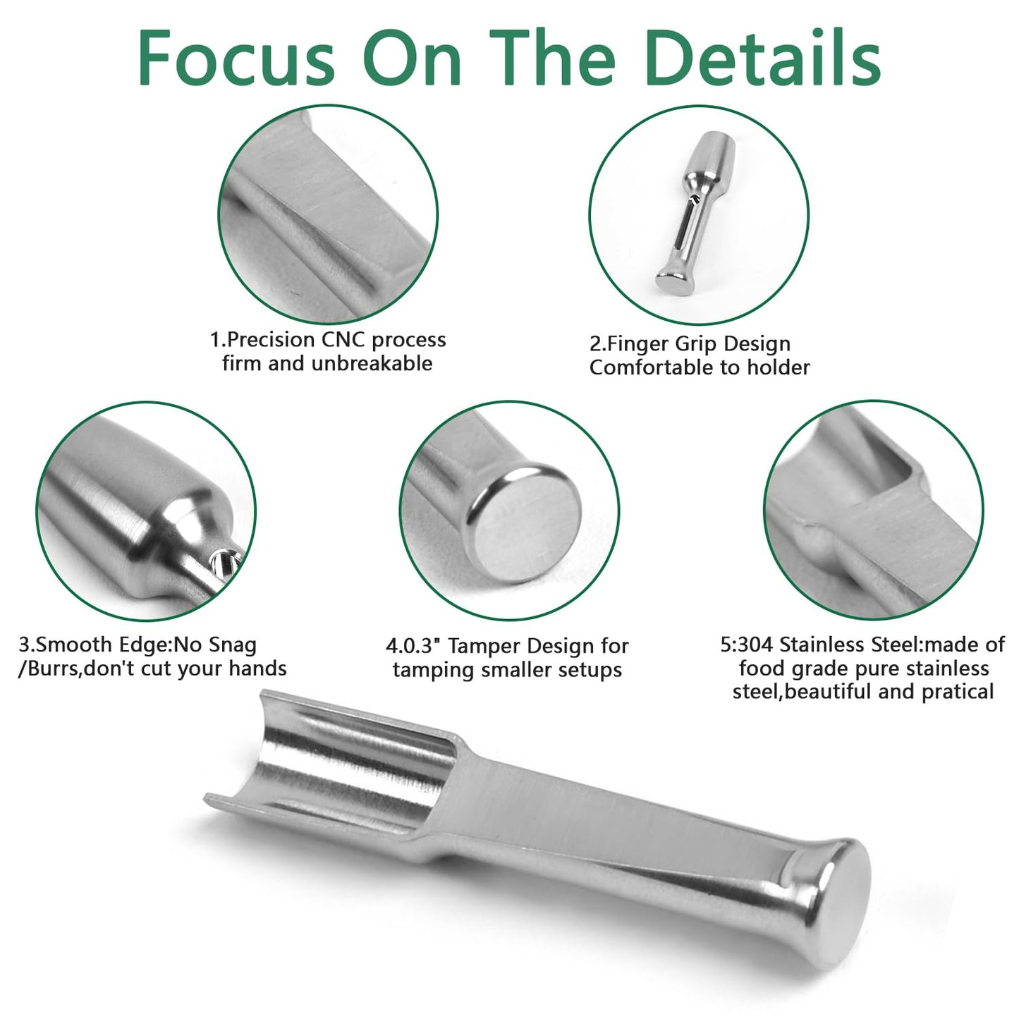 Mini SS304 stainless steel scoop with tamp tool,0.1 gram capacity 1.79 inch spoon for multi-purpose use sugar salt powder spices dishwashers safe for kitchen laboratory