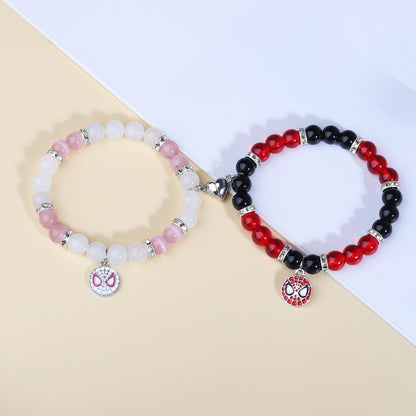 Miss Pink Spider Matching Bracelets for Couples Gf And Bf, Best Friend Bracelets Christmas Anniversary Bracelet Gifts for Boyfriend Husband Spider Bead Jewelry for Women Men Her (SSN)