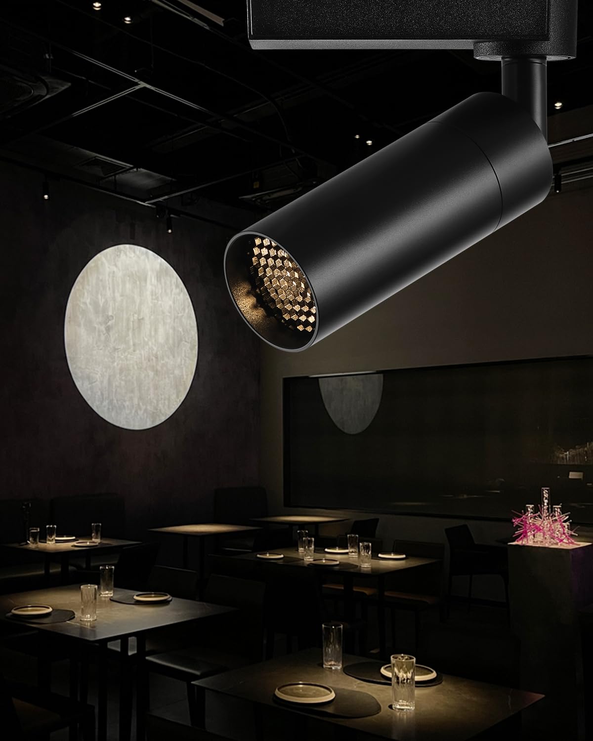 Gpaillumic LED Zoomable Ceiling Spotlight 7W Adjustable Beam Angle 6-50° Swivelable Angle CRI 97 Black Aluminum Accent Lamp for Corridor Mural Living Room - COB Chip