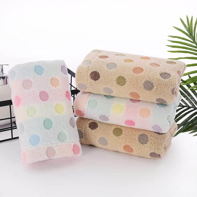 Pidada Hand Towels Set of 2 Colorful Polka Dot Pattern 100% Cotton Soft