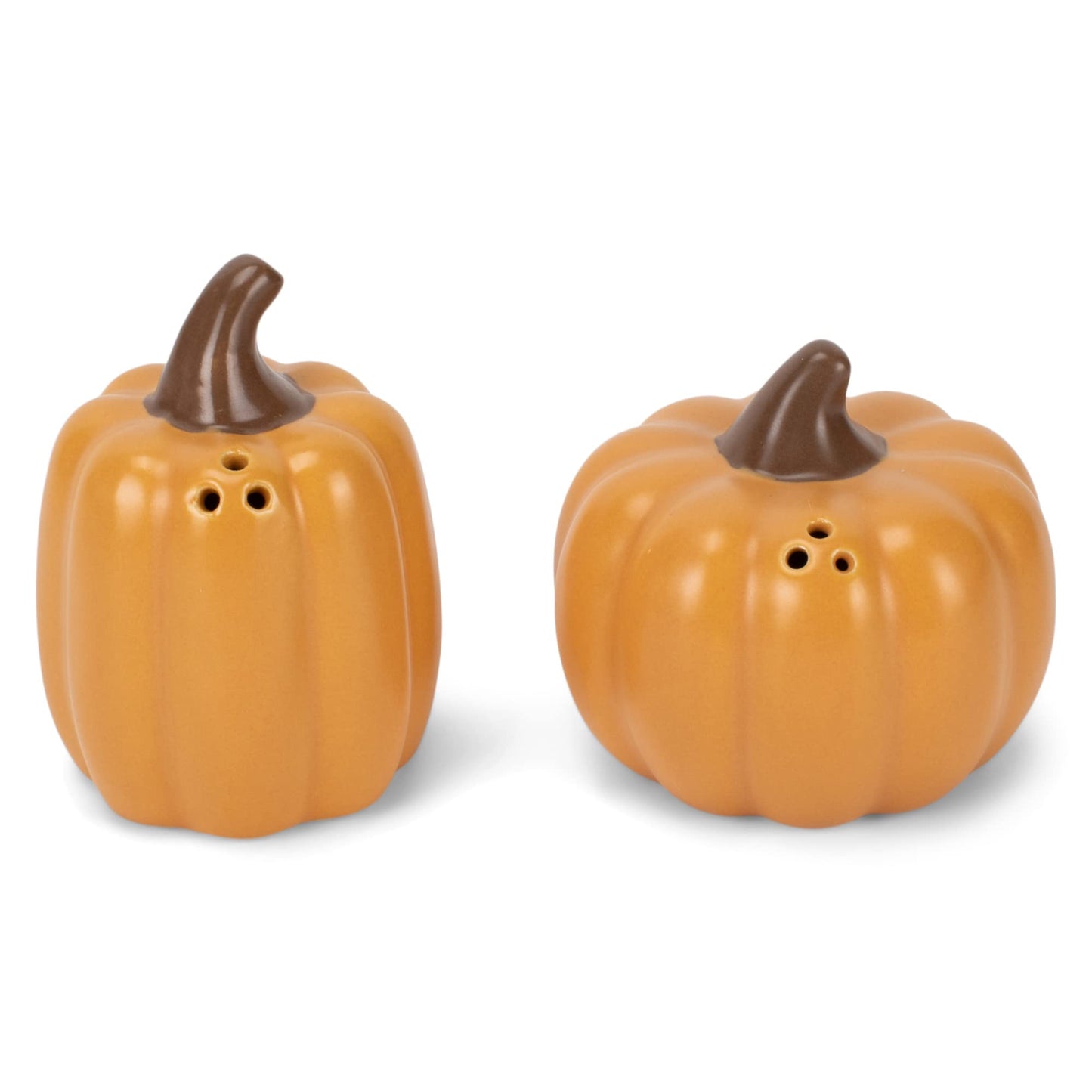 Nat & Jules Mini Pumpkin Shaped 3 Inch Ceramic Salt and Pepper Shakers: Perfect for Thanksgiving, Halloween & Indoor Fall Décor - Set of 2, Orange