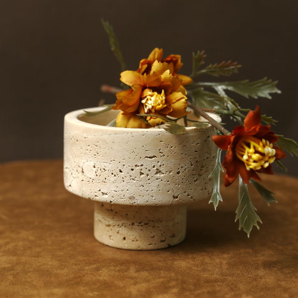 Elegant Italian Travertine Tealight Holders, Luxurious Votive Candle Holders for Home Decor, Natural Stone Pillar Candle Holder for Table Centerpieces, Elegant Wedding Dinner Party Table Decor