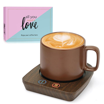 VOBAGA Coffee Mug Warmer & Mug Set, Coffee Cup Warmer with Auto Shut Off & 3 Temperature Settings for Desk Home Office, Coffee Warmer for Cocoa Milk Candles, Christmas Birthday Gifts for Women and Men