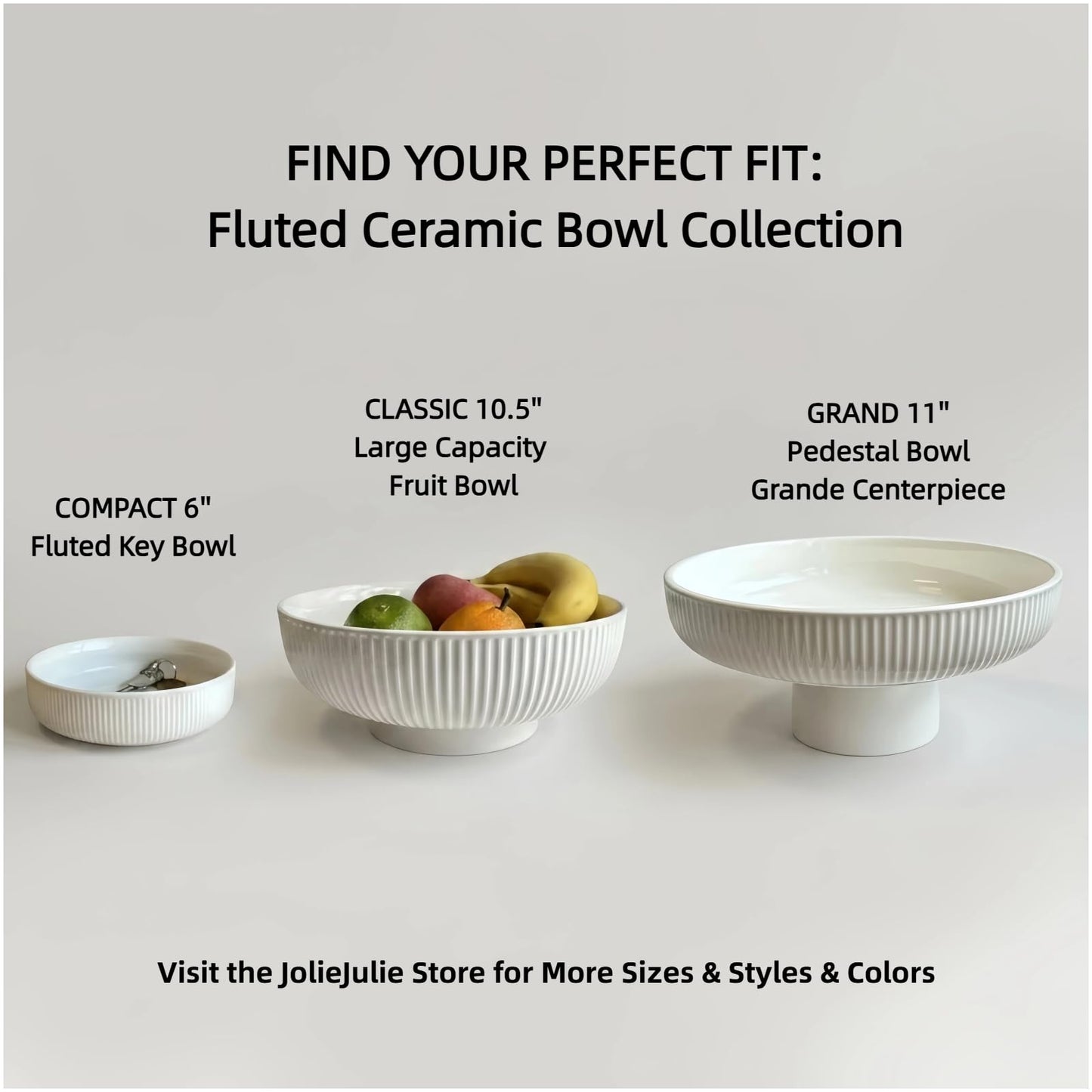 JolieJulie 6'' Key Bowl, White Decorative Bowl With Ribbed Design, key Holder for Entryway Table, Purse Bowl, Candy Dish